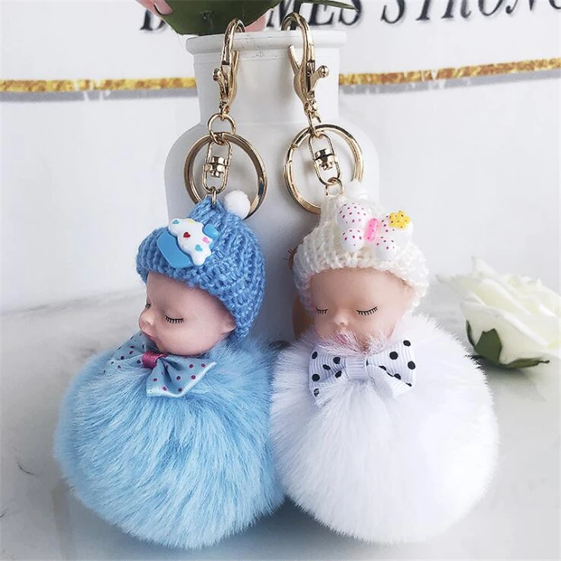 Бантик кролик мех мяч помпон для автомобиля брелок сумка ювелирные изделия