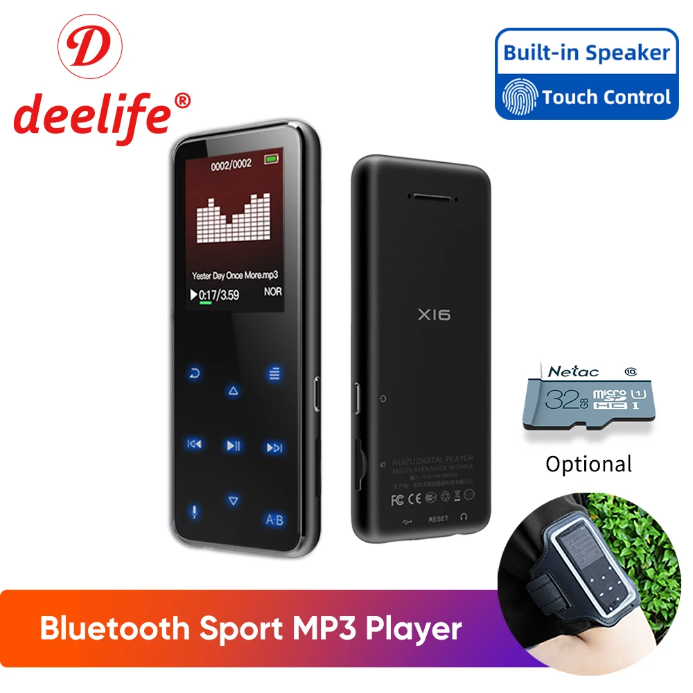 Спортивный MP3 плеер Deelife с Bluetooth fm радио 3 музыкальные проигрывателя|MP3-плееры| |