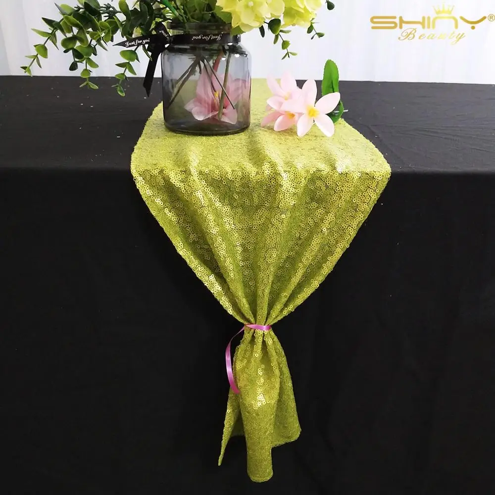 30x225 см Рождественский настольный бегун с зелеными блестками скатерть украшение