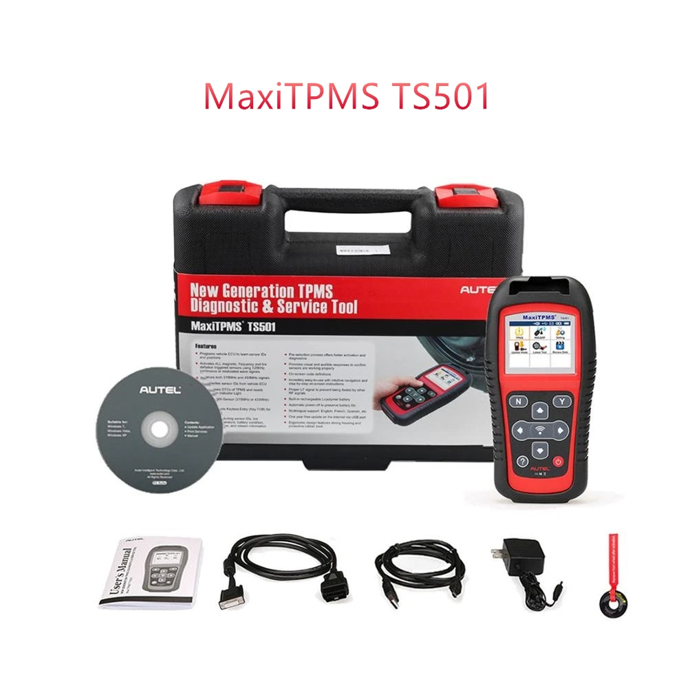 

Инструмент давления в шинах AUTEL MaxiTPMS TS501 TPMS Датчик Диагностика OBD 2 диагностика, считывание/очистка TPMS DTC, активация датчика, программа