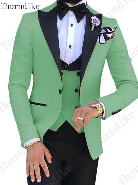 Thorndike горячая Распродажа Grooms мужской белый смокинг для жениха пик черный отворот