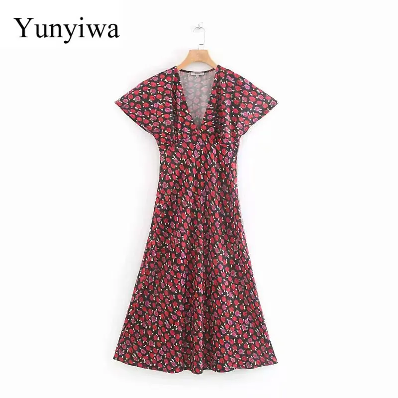 2020 элегантное женское платье с цветочным принтом повседневное тонкое длинное