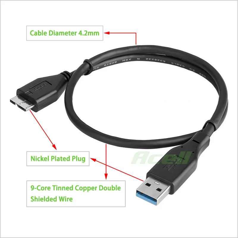 USB3.0 Micro-B Data Cable for Seagate One Touch SSD Expansion Game Drive Xbox Seven Backup Plus Mobile Hard | Электроника