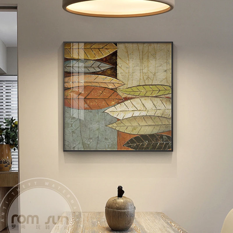 Абстрактная Картина на холсте с цветными листьями Ретро плакат зелеными