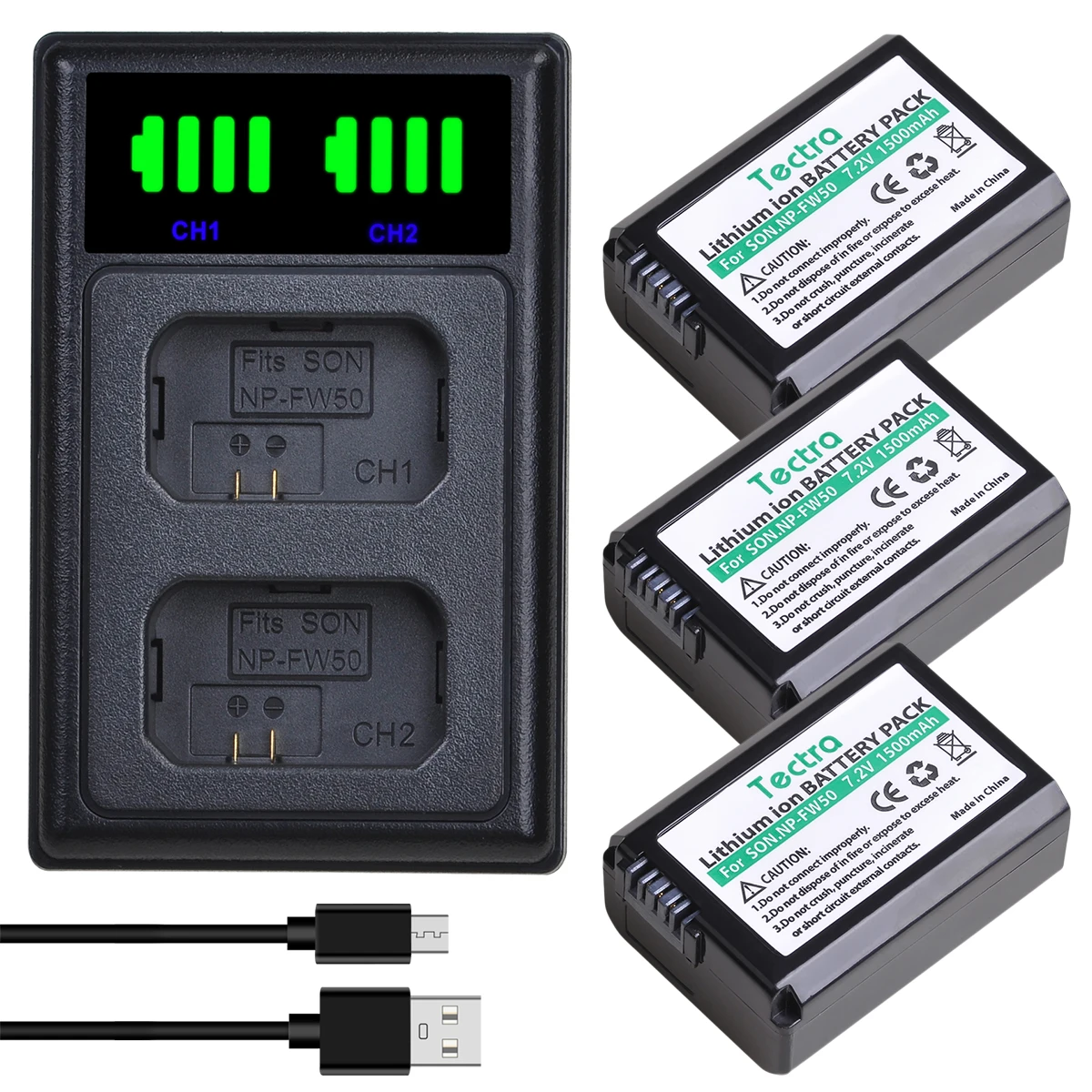 

Tectra 1500mAh NP-FW50 NP FW50 NPFW50 Battery Akku+LCD Dual for Sony Alpha a6500 a6300 a6000 a5000 a3000 NEX-3 a7 7R a7R a7R II