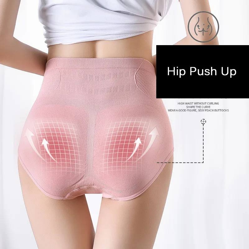 Бесшовное эластичное женское нижнее белье трусики с высокой талией для