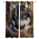 Занавески на окна с изображением волка коричневого цвета, шторы для гостиной, декор для спальни, детской занавески с Люверсами