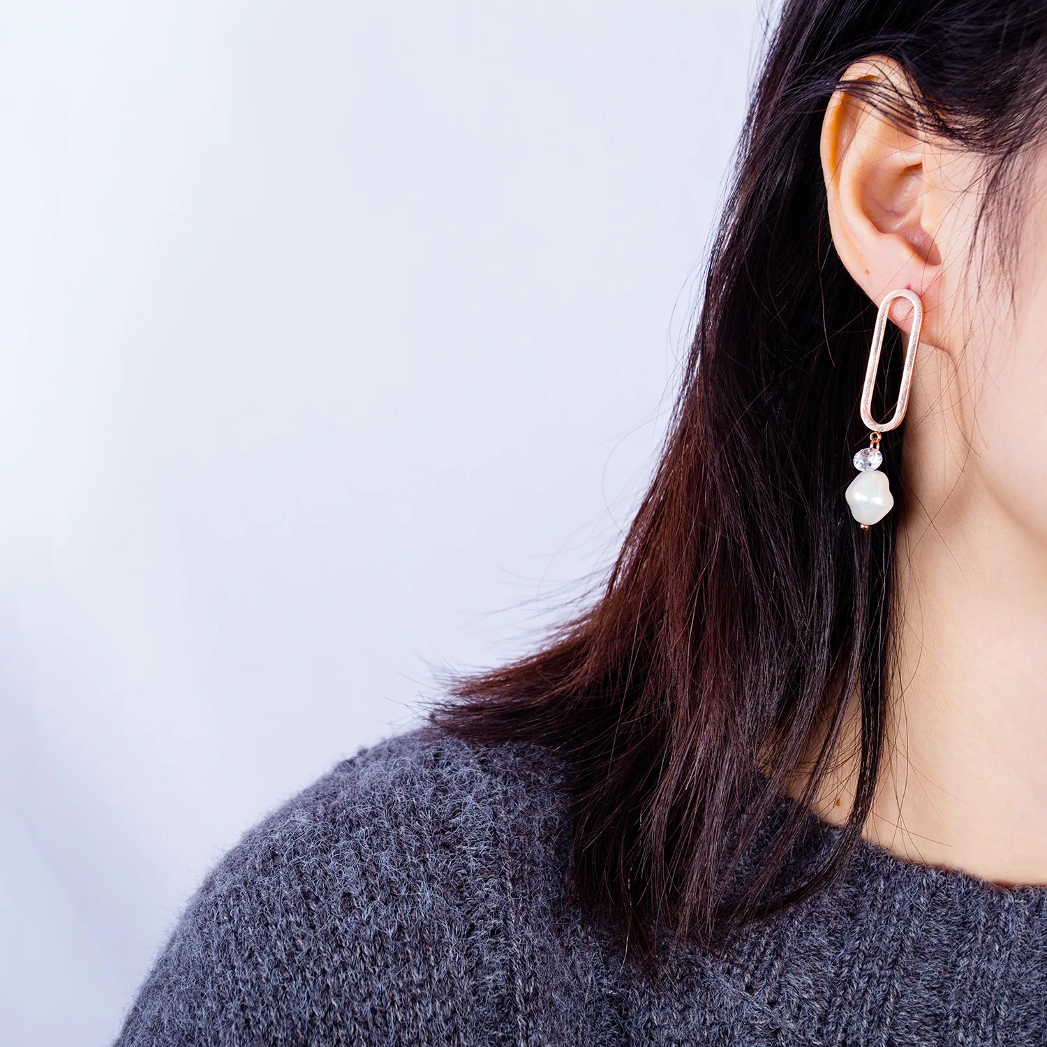 Серьги Hemiston из розового золота с жемчугом женские серьги титановой стали |