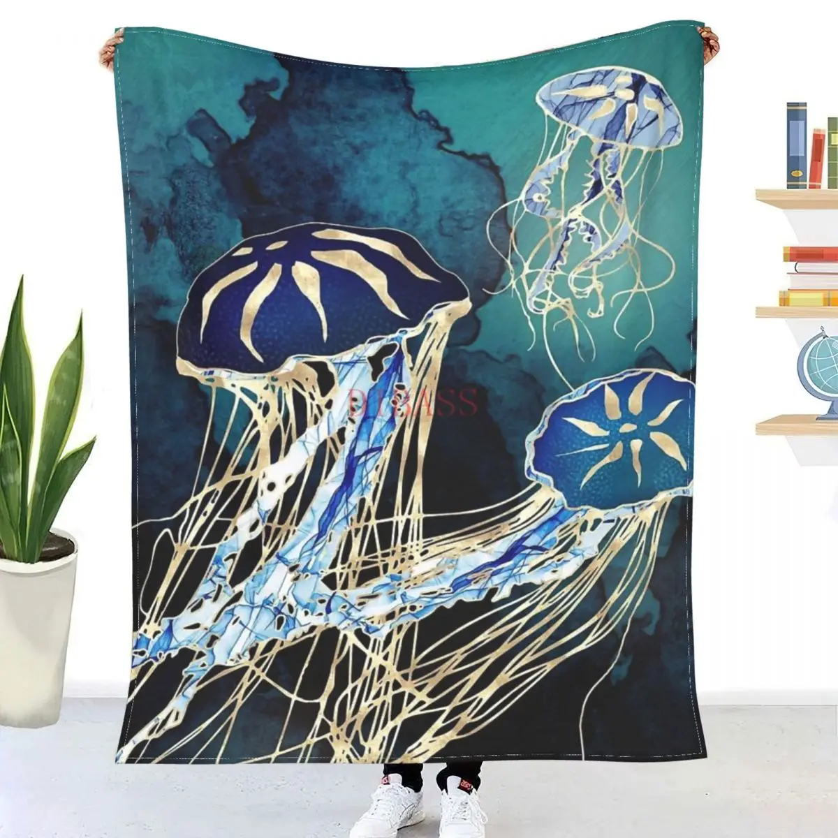 

Metallic Jellyfish III 3D Printed Flannel Throw Blanket，Super Warm Quilt Throw Blankets for Bedding Travel Bedding