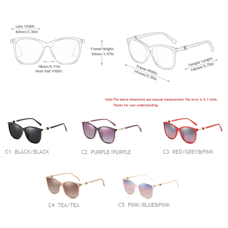 Женские солнцезащитные очки FUQIAN большие квадратные поляризационные с жемчугом