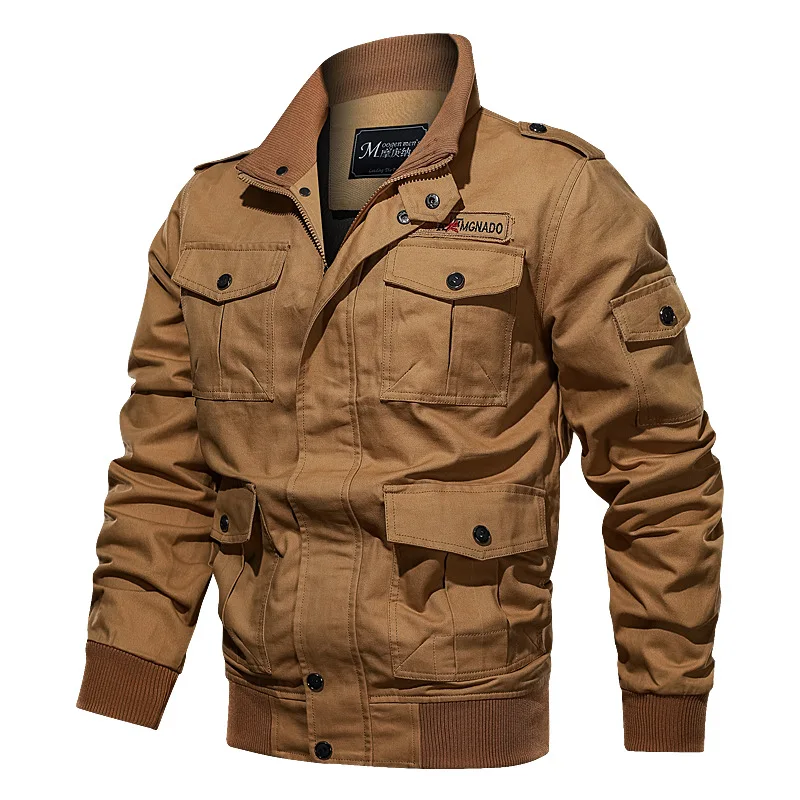 Casual Men Jackets Spring Autumn Cotton Brand Men's Bomber Jacket Outdoor Windbreaker Multi-pockets Tactical Zip Up Coats | Мужская