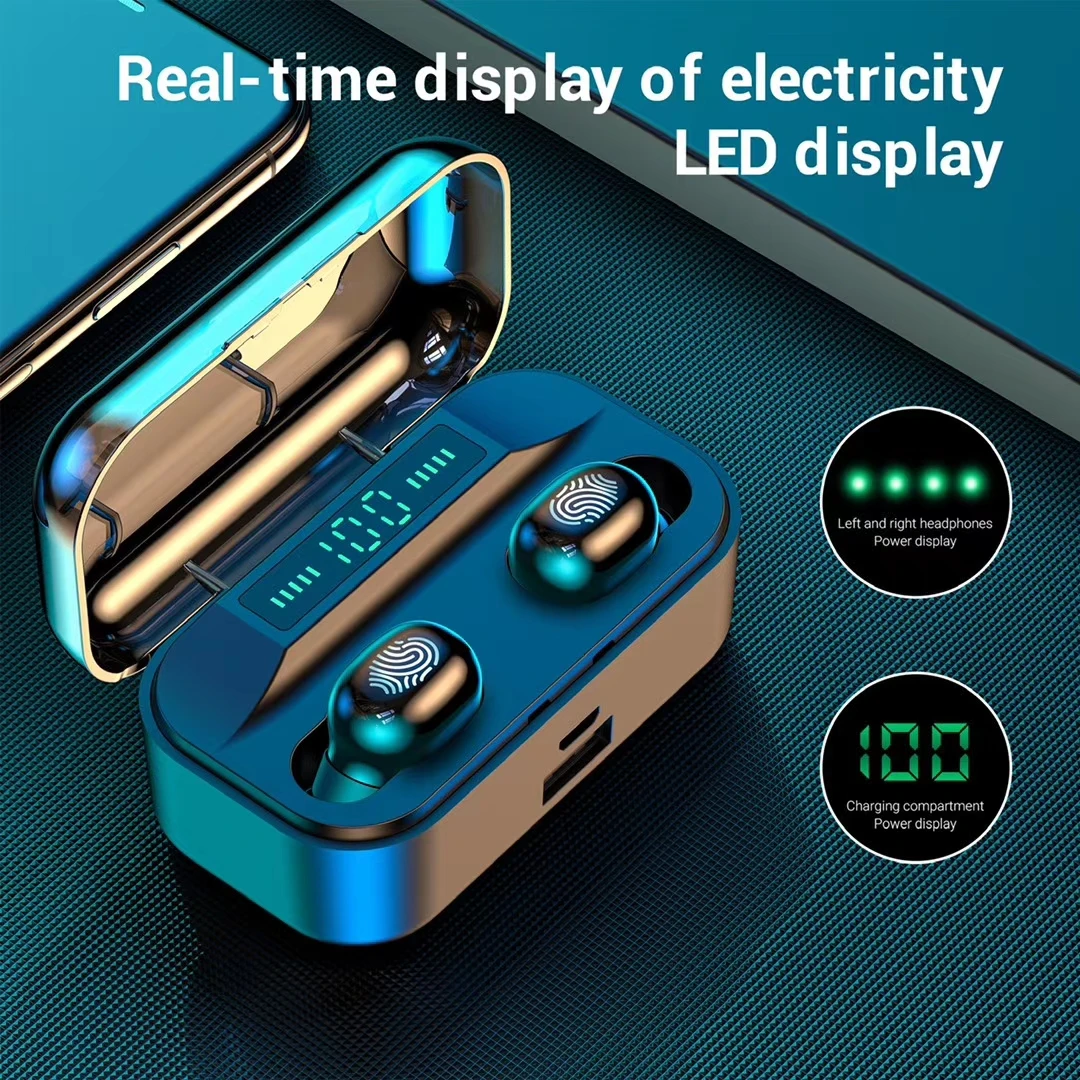 Беспроводные Bluetooth наушники с сенсорным управлением и светодиодным