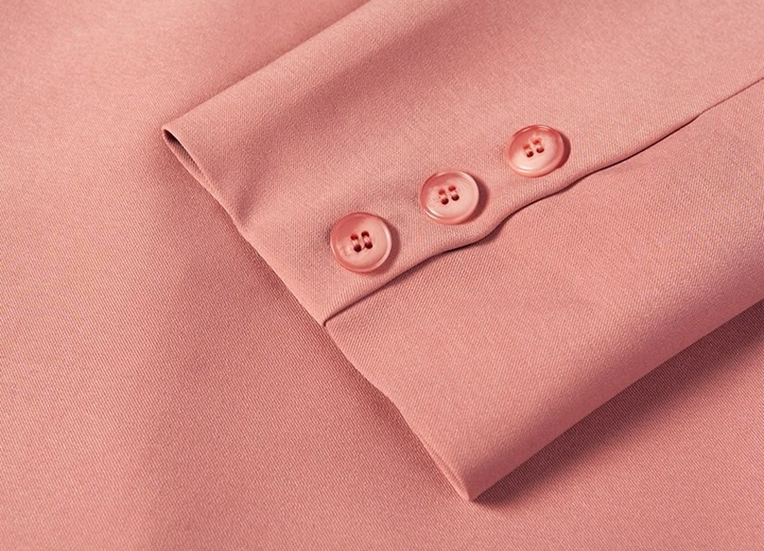 Женский весенне-осенний костюм с карманами розовый повседневный жакет длинными