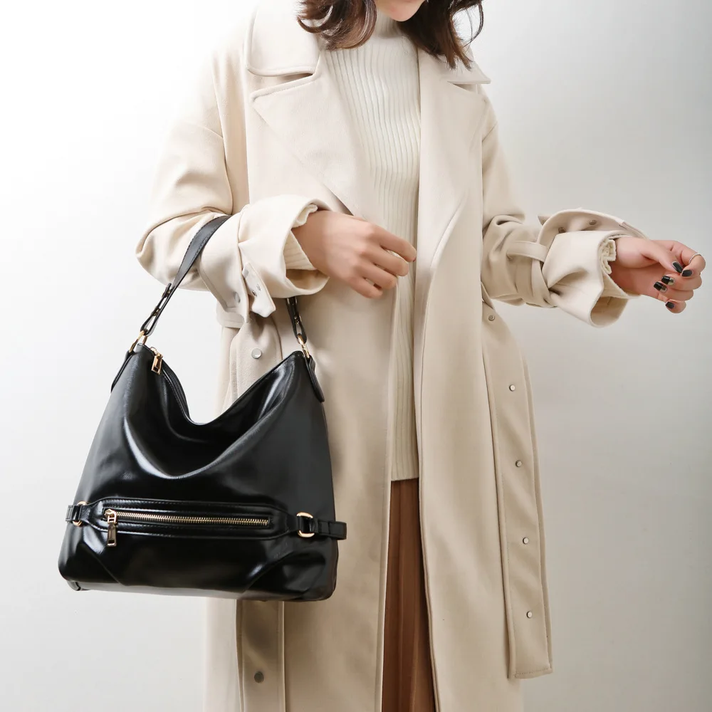 

Вместительные сумки через плечо с несколькими отделениями для женщин, новинка 2020, роскошные масляные кожаные сумки, темпераментная сумка д...