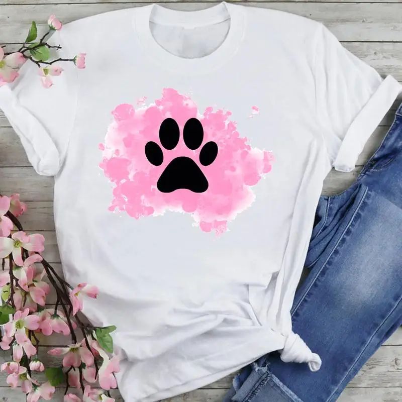 

Женская летняя футболка с рисунком «Собачья лапа» и коротким рукавом
