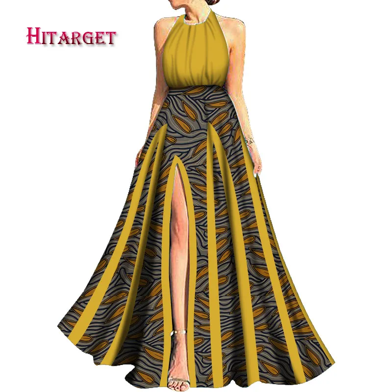 new Danshiki Africa Dress for Women Bazin Riche Sexy Wedding Party sleeveless long Dress Traditional African Clothing WY5679