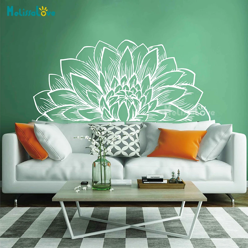 Мандала в половине георгина Наклейка на стену цветок лотоса интерьер домашний