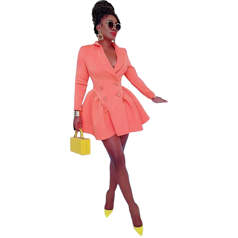 Женское однотонное осеннее платье-блейзер Adogirl элегантные двубортные офисные