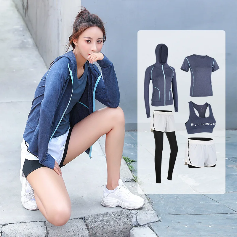 

women Sweat suit sportswear Tracksuit Fitness clothes Running clothes Quick-drying yoga clothes Sports Bras Leggings Pants 5PCS