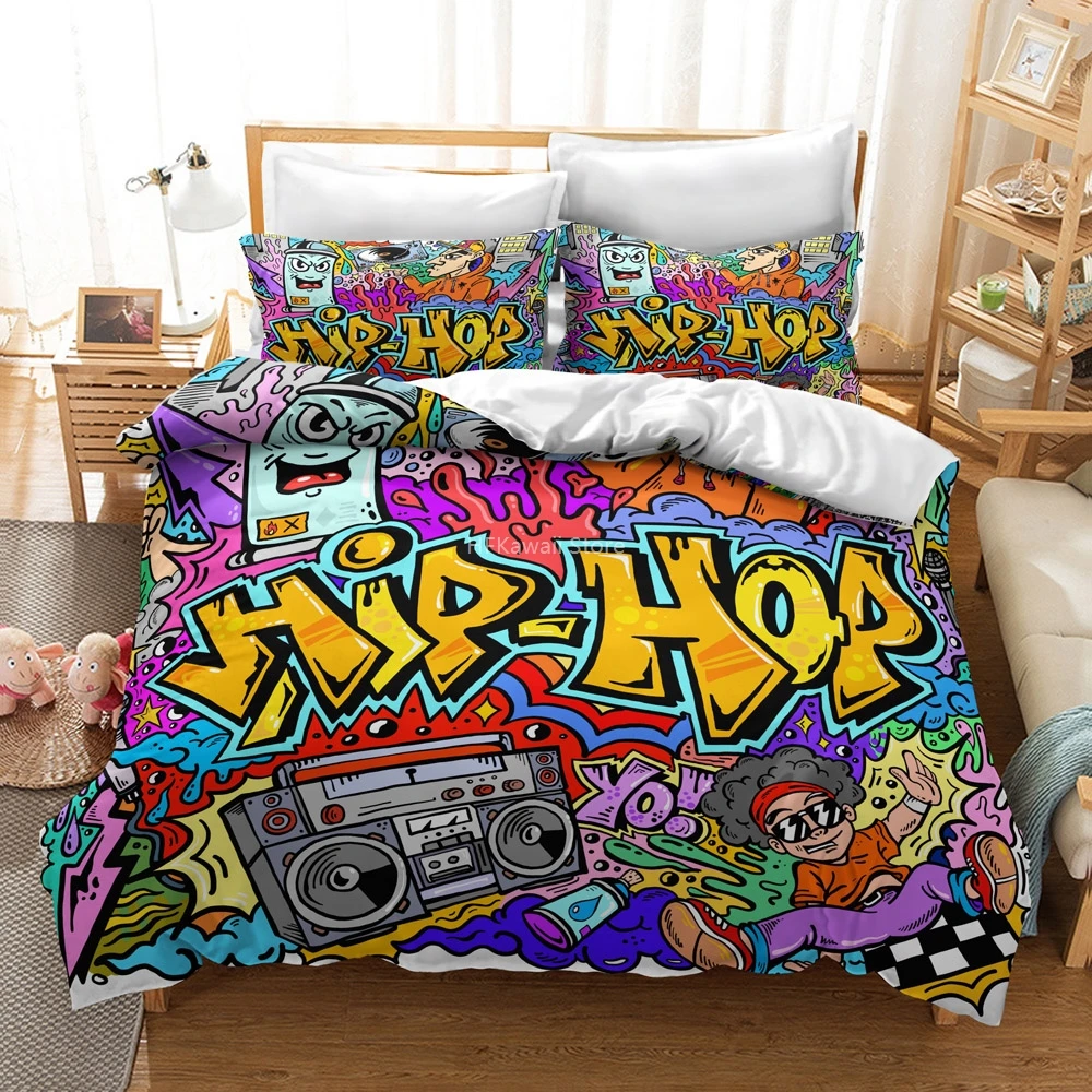 

New Times Square 3d Street Hip Hop Graffiti Bedding Set Bed Linen Bedclothes Duvet Cover Pillowcase Twin Full Queen King Size