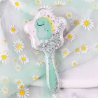 Расческа с блестками, массажная детская подушка с зыбучим песком, массажная расческа, милый гребешок для девочки, длинная расческа для волос с бантиком, расческа для волос