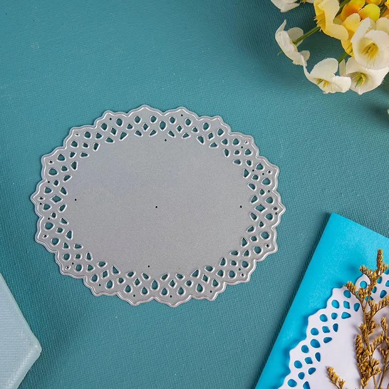 

Flower Lace Edge Circle Frame Metal Cutting Die Stencils for DIY Scrapbooking Album Decor Embossing Hand-on Paper Cards 2020 New