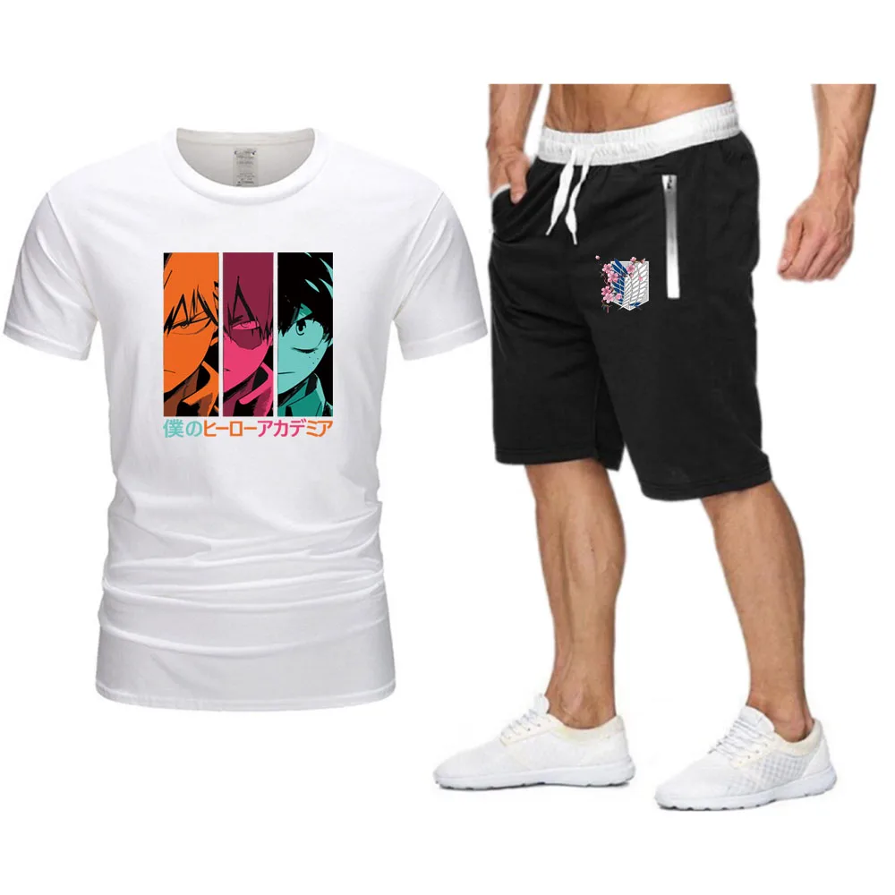

Tops Anime Hunter X Hunter Printing Streetwear Men T-shirt 2021 New Sets Oversized Men's Clothing Summer Beach Shorts Suit