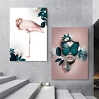 Модульная картина с изображением розовых и зеленых листьев для украшения дома