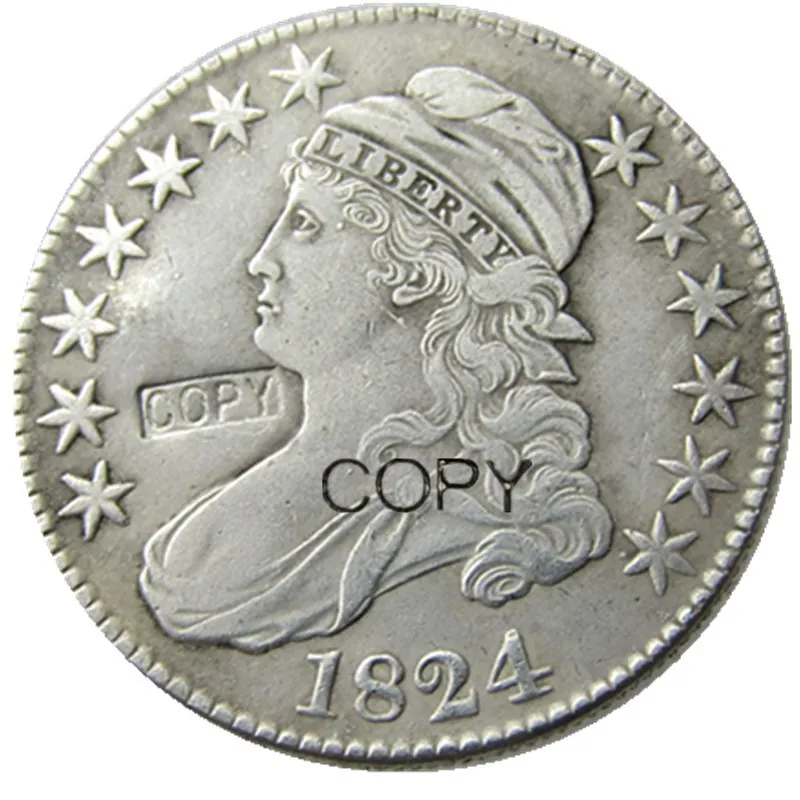 США 1824 закрытый бюст половина доллара Посеребренная КОПИЯ монета | Дом и сад