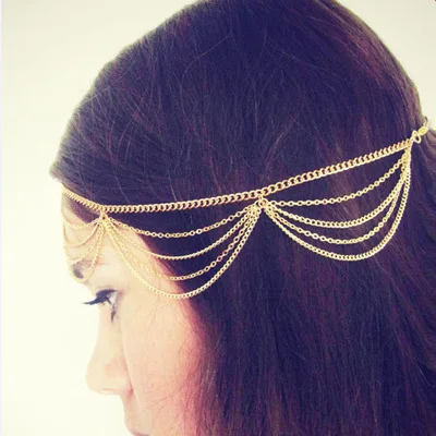 

New Hair Accessories Multi-layered Chain Tassels Headbands for Women Fashion Hair Jewelry