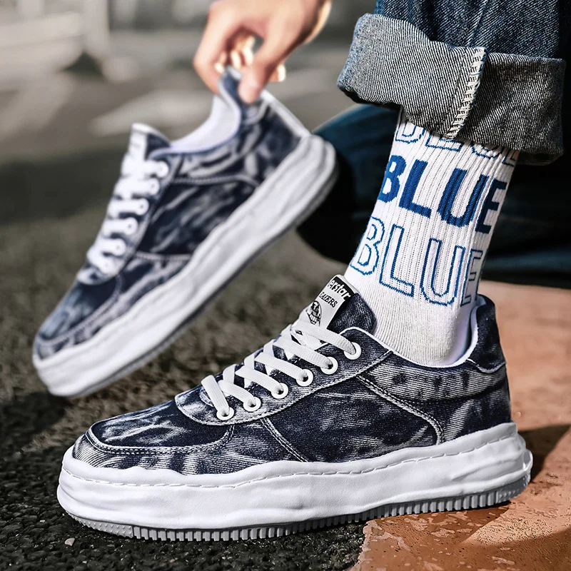 

Кроссовки мужские на платформе, Вулканизированная подошва, легкие, плоская подошва, холщовые, Повседневная Удобная обувь для скейтбординга...