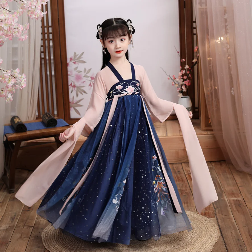 

Chinese Traditional Dress Costumes Hanfu For Girls Ancient Retro Tang New Year Suit Dance Cheongsam Kimono Toddler Cloth