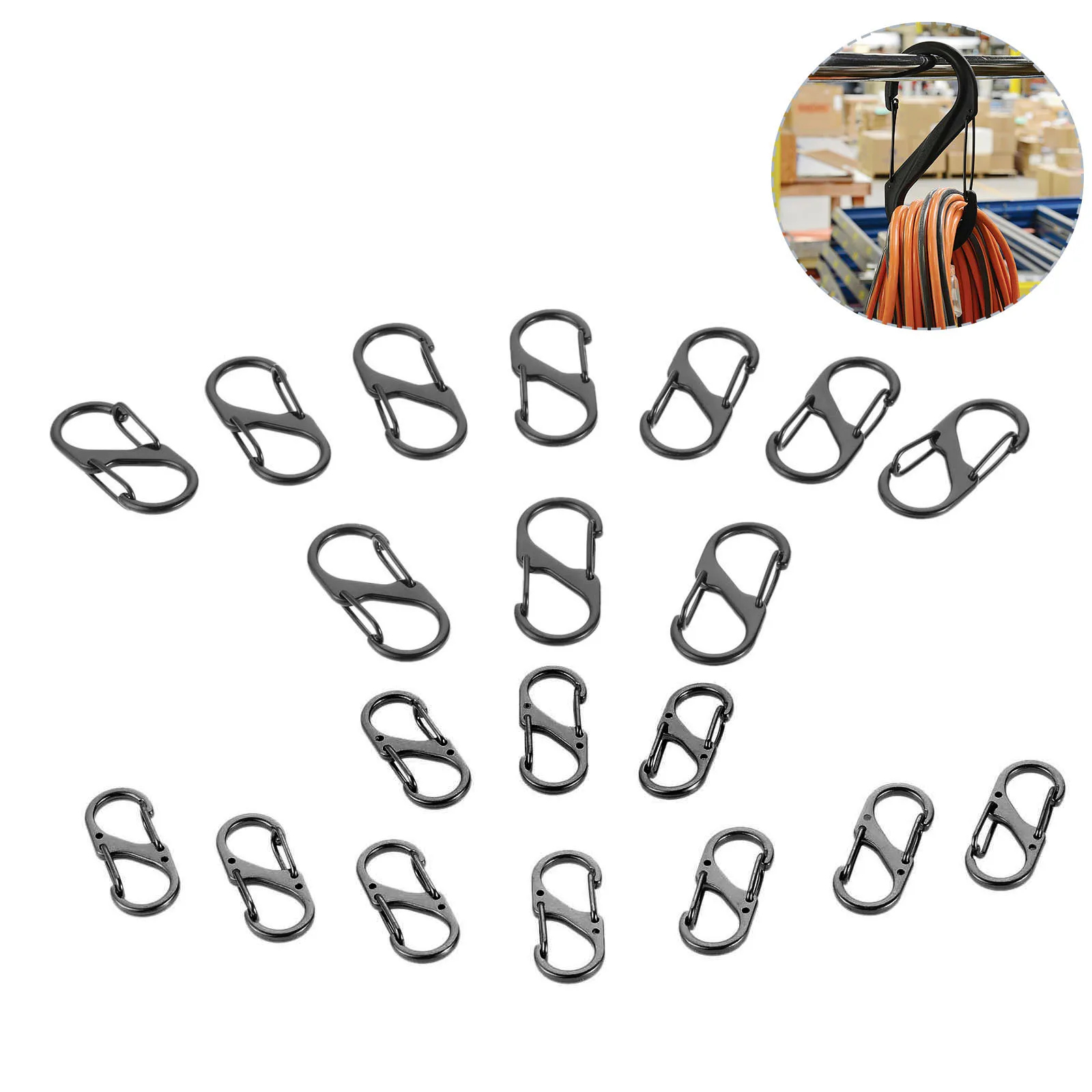 

10Pcs Zinc Alloy Mini Carabiner S-Shaped Keychain Hook Spring Buckle Snap Mini Key Ring Carabiner Hook Camping Accessories