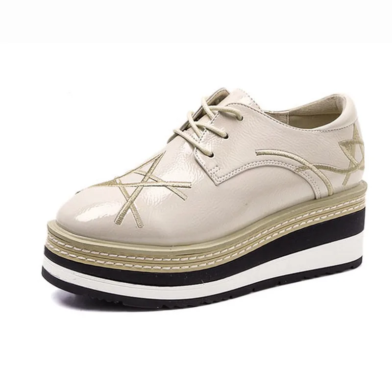

CEVABULE Women Loafers British Wind Autumn Bottom Muffin Shoes Women's Leisure Single Shoes Round Head Ribbed Soles HZB-1818