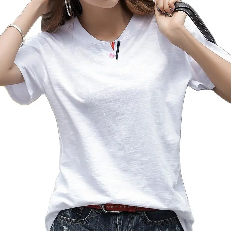 

T-shirt Tops Shirt Bamboo cotton dress 2021 summer wear a new cotton big yards coat short sleeve
