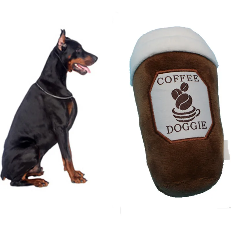

Pet Dog Plush Creative Coffee Cup Shape Squeaky Bite Resistant Chew Dog Toy Funny Pets Interactive Training Supplies