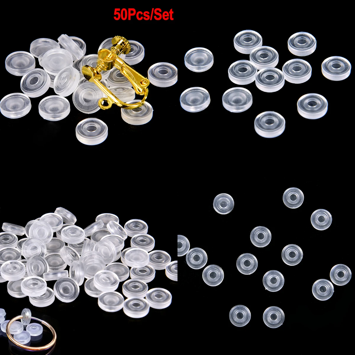 

50 PCS Ear Clip Anti-Pain Pad Transparent Soft Silicone Anti-Pain Pad For Earrings Accessories DIY Jewelry Findings