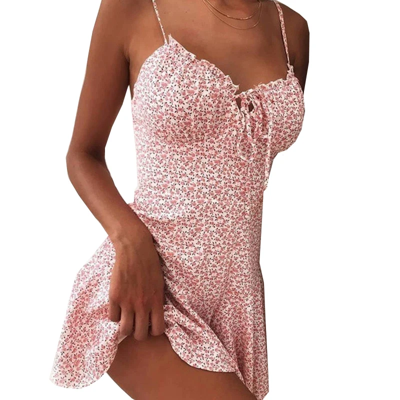 

2021 Summer Sexy Floral Printing V Neck Off Shoulder Fashion Cocktail Strap Dress Evening Dress Party Sundress Mini Dress Beach