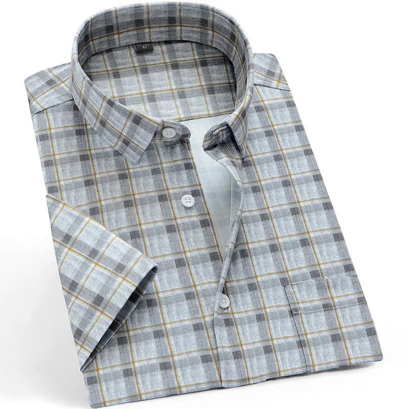New M to 6XL Summer Mens Satin Silk Shirts Short Sleeve Camicias Casual Business Regular Fit Fashion Breathable Blouses Man Tops