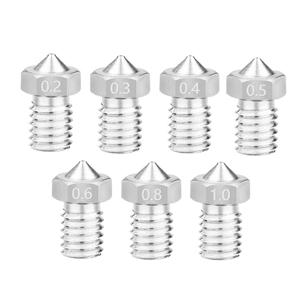 

10pcs V5 V6 Stainless Steel Nozzle 0.2,0.3,0.4,0.5,0.8,1mm M6 Thread for 3D Printer E3d 1.75MM Full Metal Extruder Printer Head