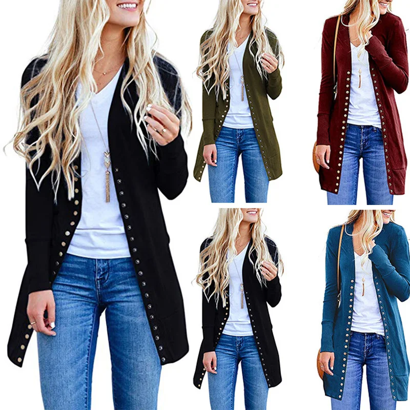 

New Fashion Elegant Autumn Long Jacket Coat Women Ladies Long Sleeve Slim Knitted Cardigan Outwear Sweater Women Plus Size