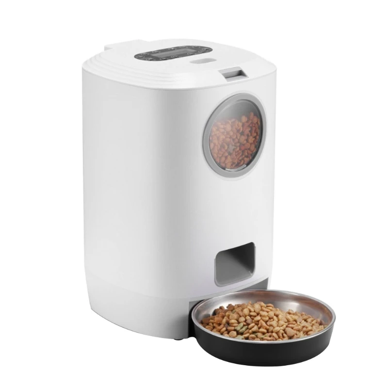 

Automatic Cat Puppy Feeder 4 Meal Plans Per Day 10s Voice Recorder Gift for Pet Dual Power Ways Saves Feeding Memory Pet Supply