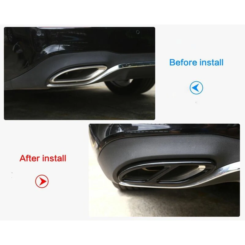 2pcs Black Rear Exhaust Muffler Cover Trim For Mercedes-Benz CLA Class C117 2016 Fashion Auto Accessories | Автомобили и