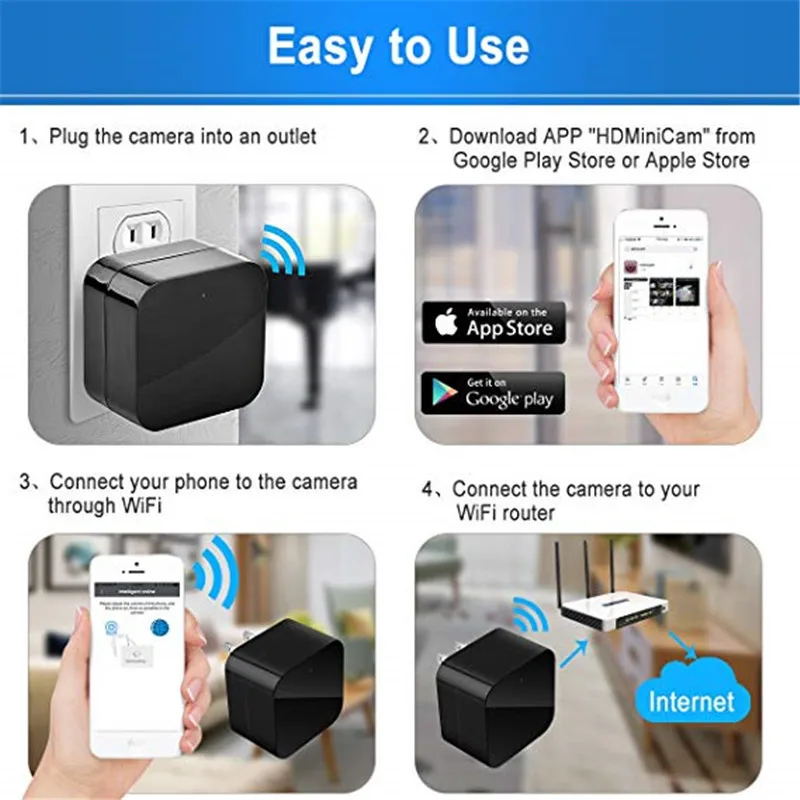 

Plug Small Wifi Camera Oculta USB Wall Charger Adapter Mini Cam 1080P Micro WIFI IP Camera AC Power Socket Wireless CCTV Record