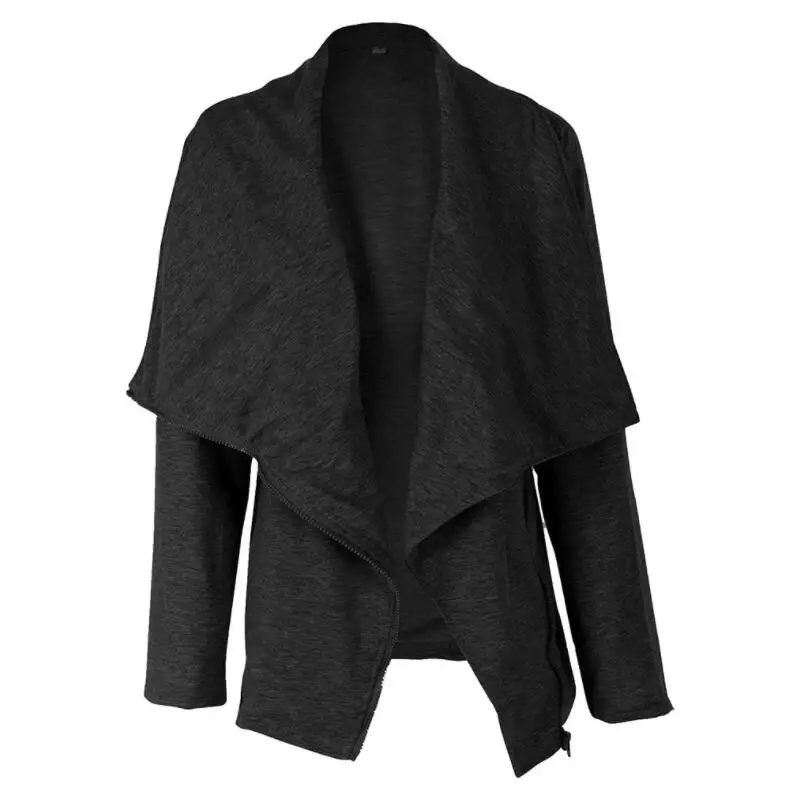 

Fashion short section zipper jacket women's 2019 new long-sleeved large lapel simple slim thin jacket jacket Female coat 3XL