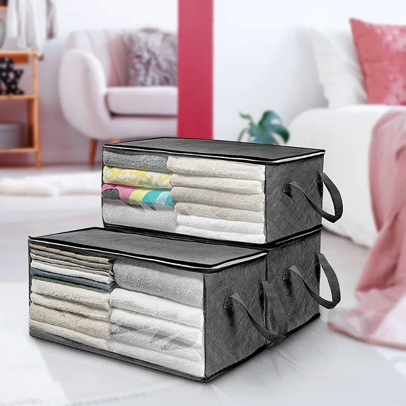 

New Non-woven Foldable Storage Box Portable Clothes Organizer Tidy Pouch Suitcase Home Storage Box Quilt Storage Container Bag