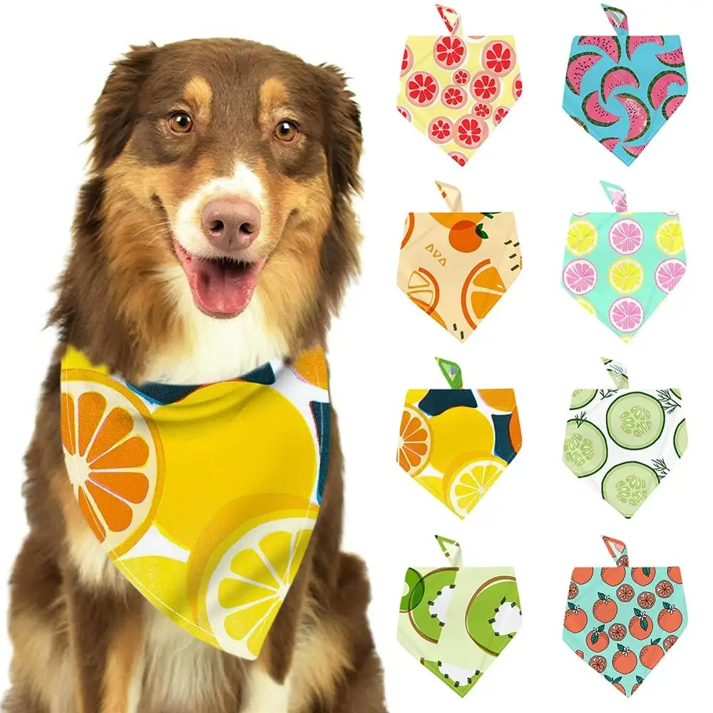 

New Tropical Fruit Pattern Pet Dog Cat Bandanas Dog Adjustable Scarf Saliva Towel Fashion Dog Accessories Pet Supplies