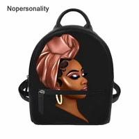 nopersonality hot style african girl pattern mini backpack for women durable pu leather sack female casual shoulder bag custom