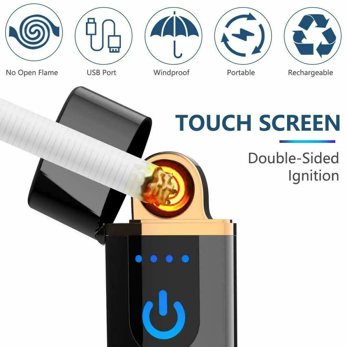 

USB Rechargeable Electric Touch Sensor Metal Cigarette Lighter Charging Lighters