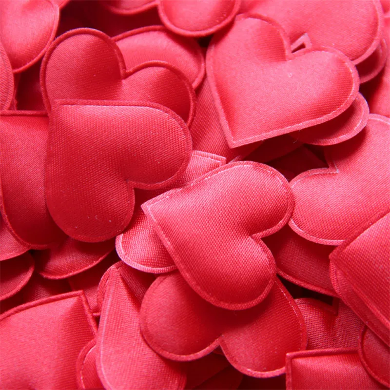 100 шт. романтическая шелковая губка атласная ткань лепестки в форме сердца
